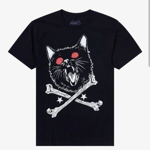 Black Cat Punk Bones Tee Shirt Sz M Hot Topic New Tags